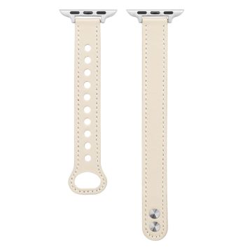 Apple Watch 49mm / 45mm / 44mm / 42mm Genuine Cow Leather Watch Band - Beige