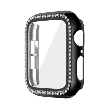 Impact-Resistant Case Apple Watch Ultra 49mm / Ultra 2 49mm Electroplating Watch Cover with Tempered Glass Film - Black