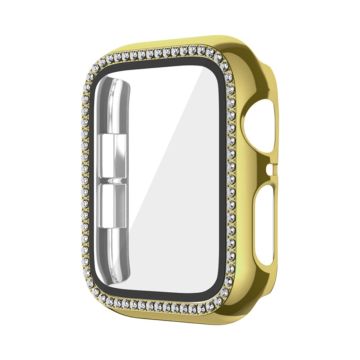 Impact-Resistant Case Apple Watch Ultra 49mm / Ultra 2 49mm Electroplating Watch Cover with Tempered Glass Film - Gold