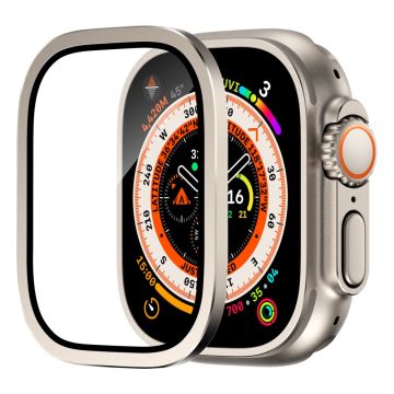 Apple Watch Ultra 49mm / Ultra 2 49mm Case Aluminum Alloy Watch Cover with Tempered Glass Film - Titanium