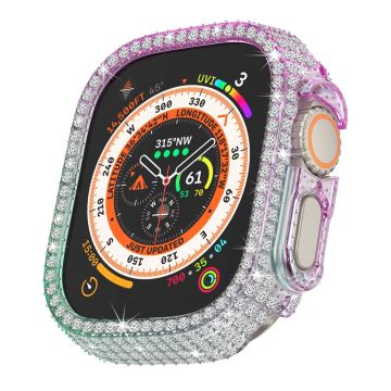 Apple Watch Ultra / Ultra 2 49mm Watch Case Rhinestone Decor Hard Bump resistant Protective Frame - Colorful