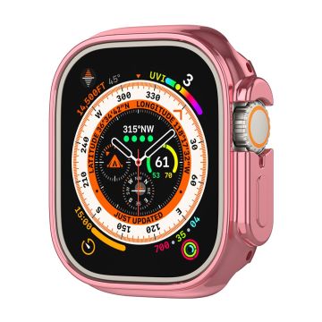 Apple Watch Ultra / Ultra 2 49mm Electroplating Flexible Watch Case Hollow Anti-Drop Frame - Rose Pink