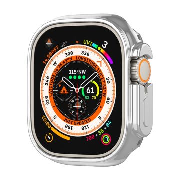 Apple Watch Ultra / Ultra 2 49mm Electroplating Flexible Watch Case Hollow Anti-Drop Frame - Silver