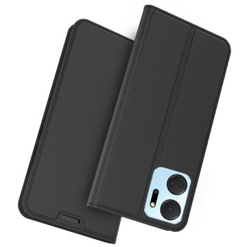 Smooth and thin premium PU leather case for Honor X7a 4G - Black