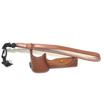 Sony ZV-E10 leather half body cover with strap - Brown