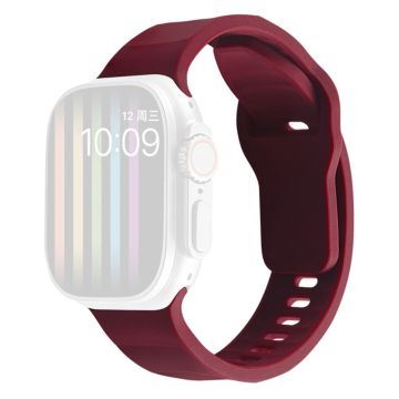 Apple Watch Series 9 45mm / Ultra 2 wavy style silicone strap - Wine Red