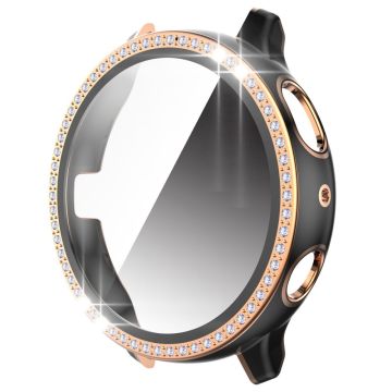 Samsung Galaxy Watch Active 2 - 44mm dual-color rhinestone décor cover with tempered glass - Black / Rose Gold