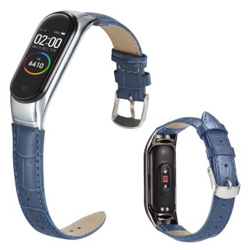 Xiaomi Mi Band 3 / Mi Smart Band 4 leather case with crocodile pattern - Blue