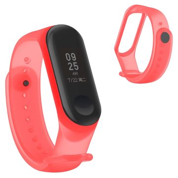 Xiaomi Mi Smart Band 4 / Band 3 translucent silicone watch strap - Transparent Red