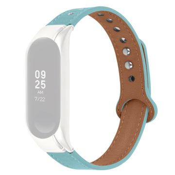 Xiaomi Mi Smart Band 4 / 3 cowhide leather watch strap with black cover - Blue
