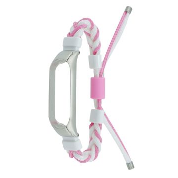 Xiaomi Mi Smart Band 4 / Band 3 nylon strap with cover - White / Pink