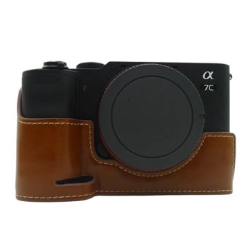 Sony a7C leather half body cover - Brown